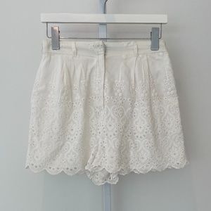 ZIMMERMANN IVORY WHITE COTTON SILK EYELET EMBROIDERY SHORTS SIZE AU 1 / US 4